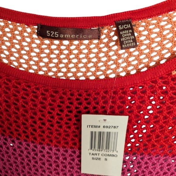 525 America Open Net Knit Log‎ Sleeve Striped  Pullover Sweater Small New - Picture 4 of 5